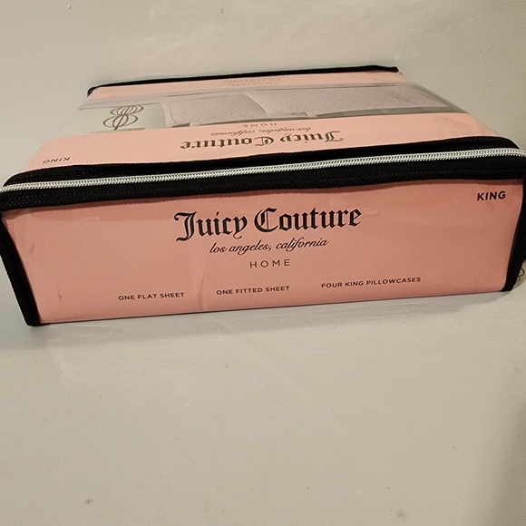 Juicy Couture Hot Pink Cheetah Print Crown Logo 6 Piece King Sheet Set - Picture 7 of 7